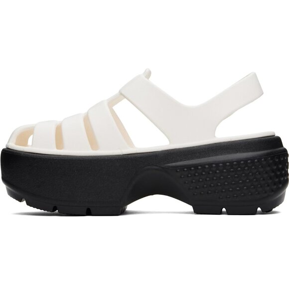 CROCS Stomp Fisherman Sandals NEW Women's 9 Off White Black Chalk Platform - Picture 2 of 5